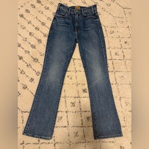MOTHER Denim The Hustler Ankle Dark Blue Flare Jeans - High Rise Wide Leg 25 NEW